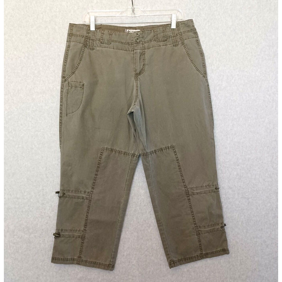Columbia Women 14 Vertex Capri Cropped Green Flat Front Hiking Trail Pants 36x23 - Picture 1 of 10